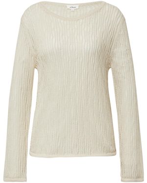 S.oliver Luftiger Strickpullover aus Leinenmix mit Ajourmuster Natur 38 - Weiß