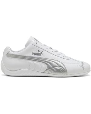 PUMA Mens Speedcat Leather Lace Up Trainers Shoes Casual - White, White, 7 Uk