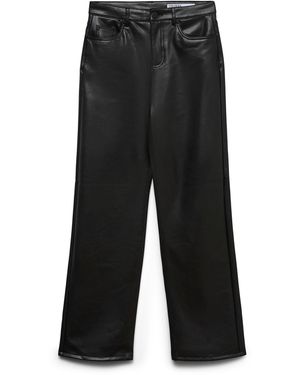 Vero Moda Female Trousers In Leather Look Vmtessa High Waist Trousers - Black