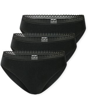 Schiesser Damen Tanga 3er Pack - Baumwolle Mit Spitze
