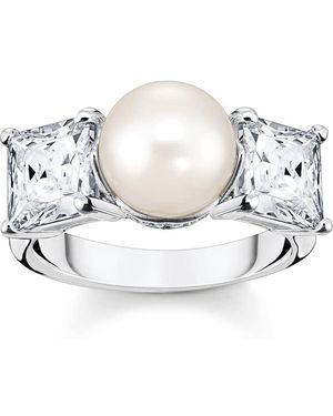 Thomas Sabo Ring Perle und Weiße Steine Silber TR2408-167-14-56 Ringgröße 56/17,8 - Mettallic