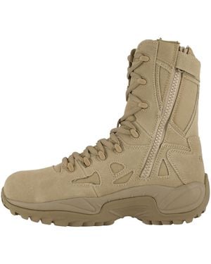 Reebok Mens Rapid Response Rb Soft Toe 6" Stealth Side Zipper Military Tactical Boot - Marrone