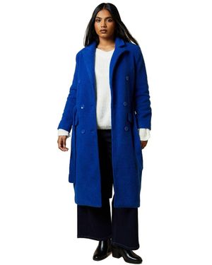 Dorothy Perkins Petite Boucle Belted Midi Coat - Blue