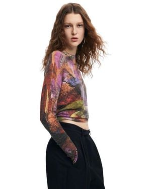 Desigual Flat Knit Thin Gauge Pullover Sudadera - Rojo