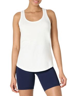 Amazon Essentials Active Soft Cotton Scoop Neck Racerback Relaxed Fit Lightweight Yoga Tank - White