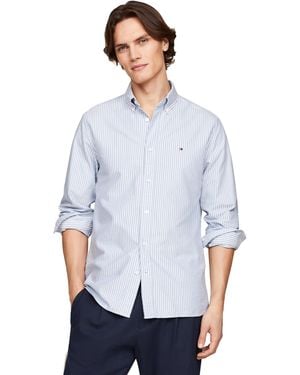 Tommy Hilfiger Heritage Oxford Stripe Regular Long Sleeve Shirts - White