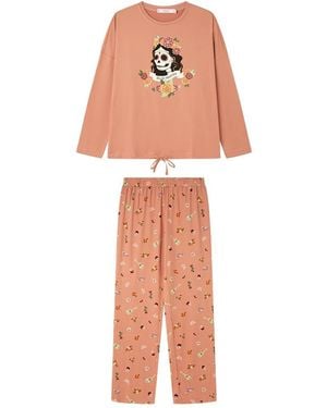 Women'secret Pijama de ga Pantalón Largo Colección Halloween - Naranja