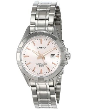 G-Shock #LTP1308D-4AV Stainless Steel Analog Date Pink Dial Watch - Grigio