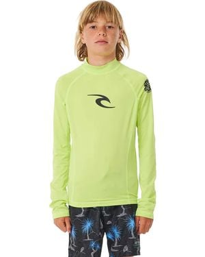 Rip Curl Brand Wave UPF 50 Long Sleeve Rashguard Maglietta Rash Guard - Verde