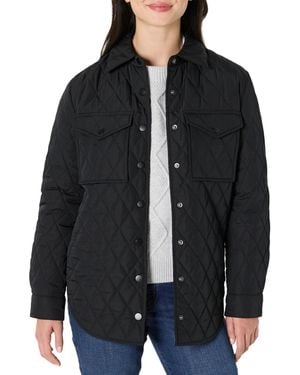 Amazon Essentials Chaqueta Acolchada Larga de Corte Holgado y con Cierre a Presión Mujer - Negro