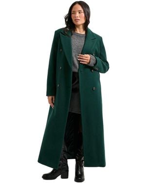 Dorothy Perkins Maxi Length Double Breasted Coat - Green
