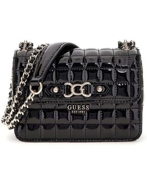 Guess Schultertasche Abendtasche Nadira Mini Convertible Xbody Flap Bag Black schwarz