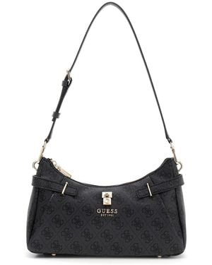 Guess Yesba Shoulder Bag Coal Logo Dark Grey - Black