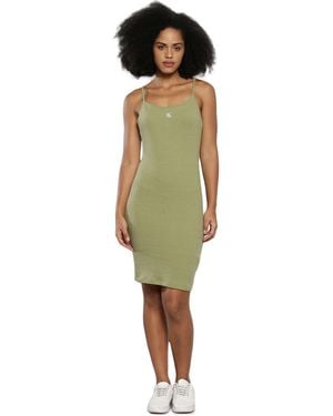 Calvin Klein Slub Rib Dress J20j223059 Bodycon - Green