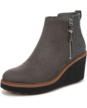 Dr. Scholls Dr. Scholl's S Amber Wedge Boot Greystone Microfiber/wool 7.5 M - Black