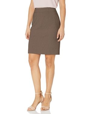Calvin Klein Classic Fit Straight Lux Suit Skirt - Brown
