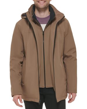 Calvin Klein Rip Stop Hooded Jacket with Inner Fleece Bib Jacke - Braun