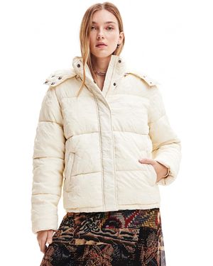 Desigual Padded_Calgary Pantalones Cortos de Lana para Mujer - Blanco