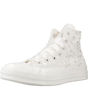Converse Sneakers Chuck 70 Crocheted Satin Cream Voor - Wit
