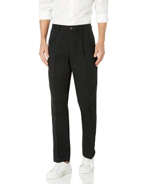 Amazon Essentials Pantaloni chino plissettati dal taglio classico e resistenti alle pieghe - Nero