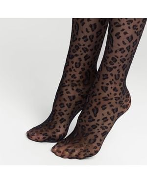 Hudson Jeans Sparkly Leo Gemustert Tights - Brown
