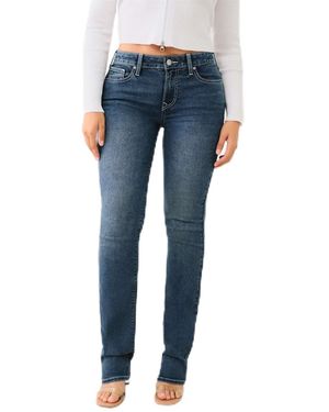 True Religion S Billie Stretch Mid Rise Straight Jeans Med Bonechill 28w / 32l - Blue
