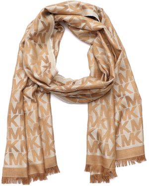 Michael Kors Mk Charm Colorblocked Lws Scarf - White