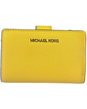 Michael Kors Jet Set Travel Medium Bifold Zip Coin Leather Wallet Golden Yellow - Gelb
