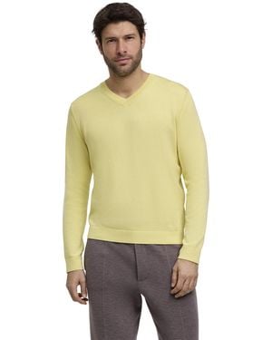 FALKE Pullover Basic Apparel V-Neck M Pu Baumwolle elegant klassisch für Business und Freizeit mit V-Ausschnitt 1 Stück - Gelb