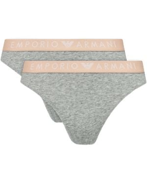 Emporio Armani Iconic Logoband 2-Pack Brasilian Halber Slip - Grau