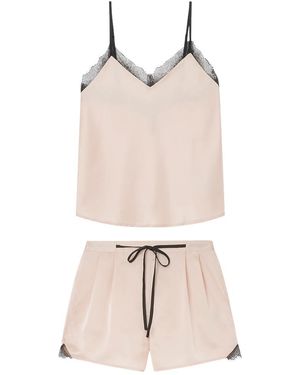 Women'secret Pijama Corto satén Nude Pyjama - Negro