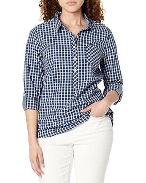 Tommy Hilfiger Blouse Casual Geruite Roll Tab Mouwen Lange Mouw - Blauw