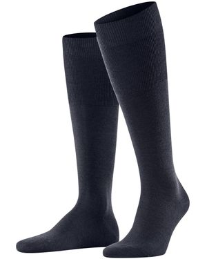 FALKE Airport M KH Lana Cotone al Ginocchio Tinta Unita Calzini Lunghi - Blu