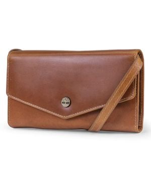 Timberland Borsa Telefono Portafoglio Pelle RFID con Tracolla Staccabile - Marrone