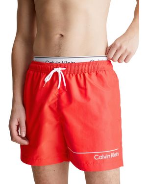 Calvin Klein Short de Bain Medium Double Mi-Long - Rouge