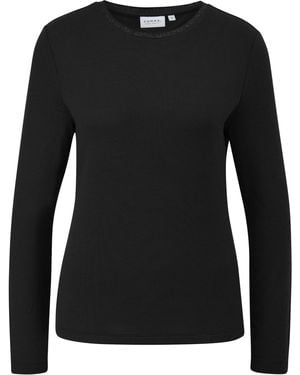 Comma, T-Shirt Langarm - Schwarz