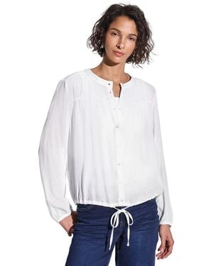 Street One A345637 Crinkle-Bluse mit Raffung - Weiß