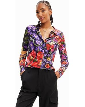 Desigual WOMAN KNIT T-SHIRT LONG SLEEVE - Rosso