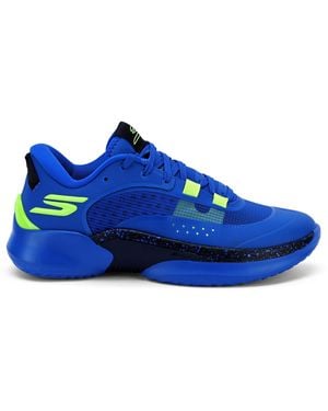 Skechers Durable Mesh Forefoot Lockdown Low Top Trainers Blue/black 8 Uk