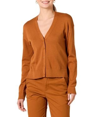 Amazon Essentials Maglione Cardigan Squadrato Corto Leggero con Scollo a V Donna - Marrone