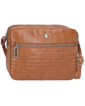 Pepe Jeans Biker Bandolera Dos Compartimentos Marrón 24x16x9 cms Poliéster con Detalles en Piel Sintética by Joumma Bags