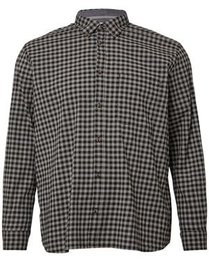 S.oliver Regular Fit: Elastisches Button-Down-Hemd mit Karomuster - Grau