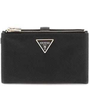Guess Laurel Slg Dbl Zip Organizer Wallet - Black