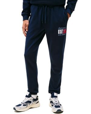 Tommy Hilfiger Casual Cotton Jogger Joggers With Printed Flag Logo - Blue