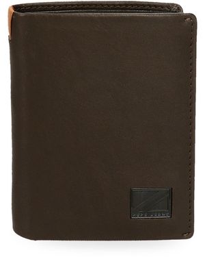 Pepe Jeans Marshal Portafoglio Verticale con Portafoglio Marrone 8,5x10,5x1 cm Pelle - Verde