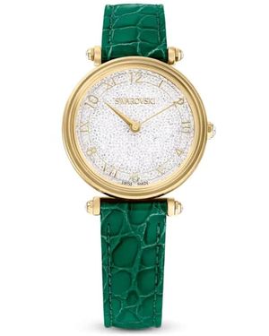 Swarovski Orologio crystalline wonder, fabbricato in svizzera, cinturino in pelle - Verde
