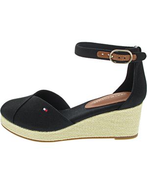 Tommy Hilfiger Flag Closed Toe Mid Wedge Sandale Schwarz