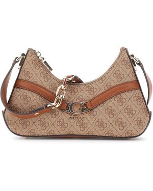 Guess Schoudertas Dea Crossbody Top Zip Latte Logo Lichtbruin