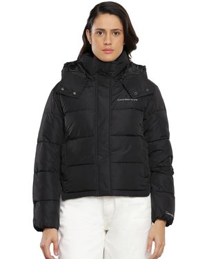 Calvin Klein Jeans Giacca Donna Monologo Short Puffer Giacca Invernale - Nero