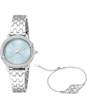 Just Cavalli Analog Quarz Uhr mit Edelstahl Armband JC1L276M0045 - Mettallic